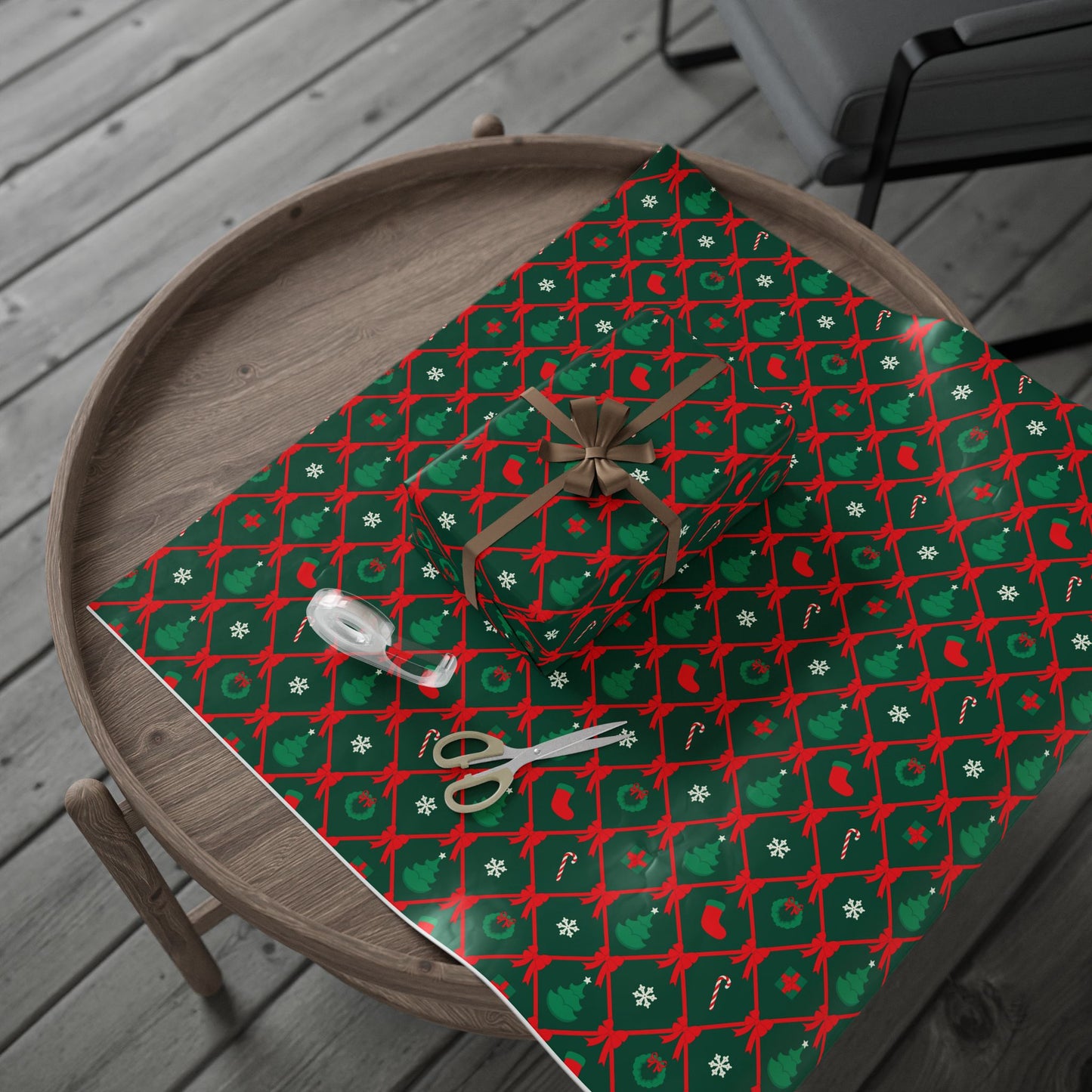 Classic Christmas Ribbon Lattice Wrapping Paper