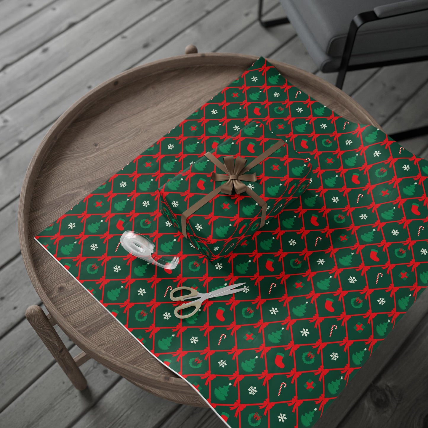 Classic Christmas Ribbon Lattice Wrapping Paper