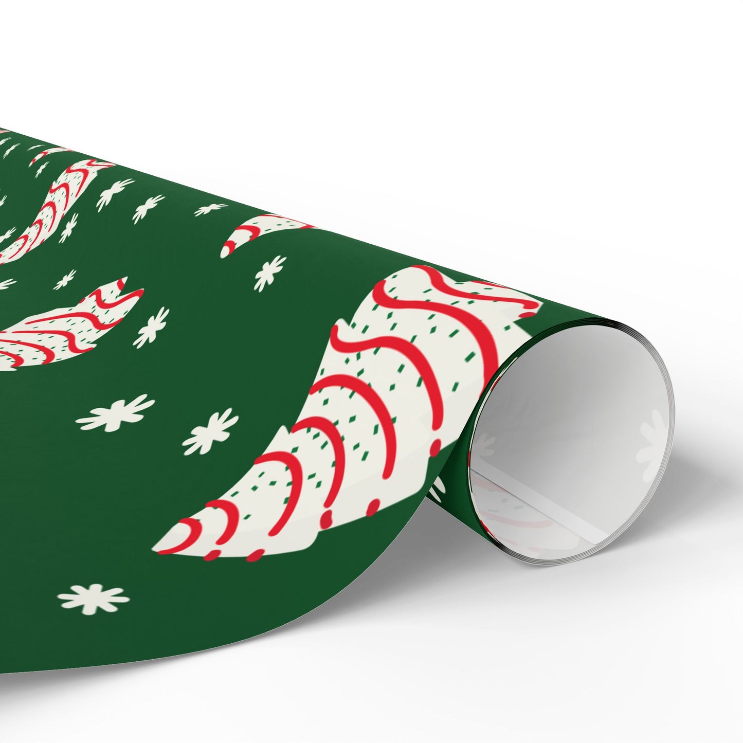 Christmas Cakes and Snowflakes Wrapping Paper