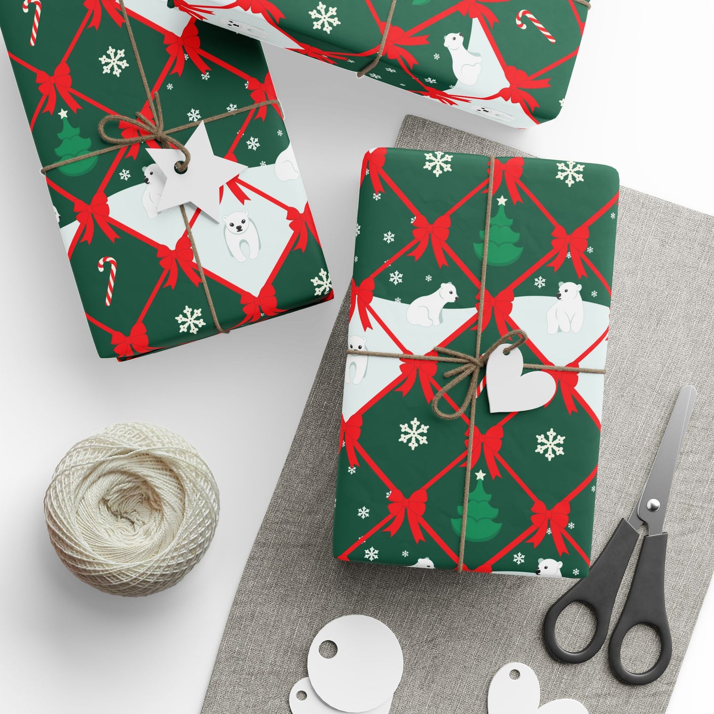 North Pole Ribbon Lattice Wrapping Paper