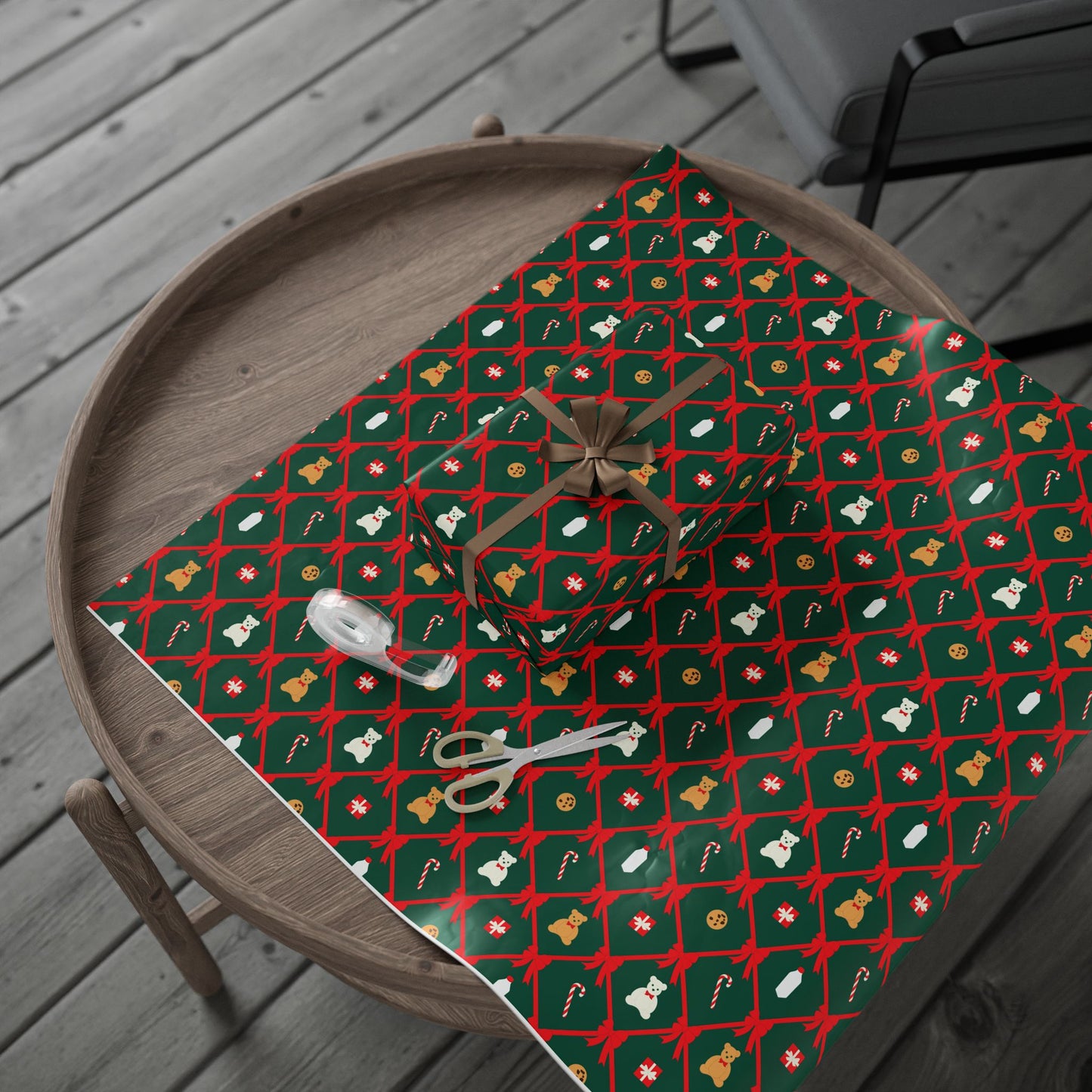 Christmas and Cookies Ribbon Lattice Wrapping Paper