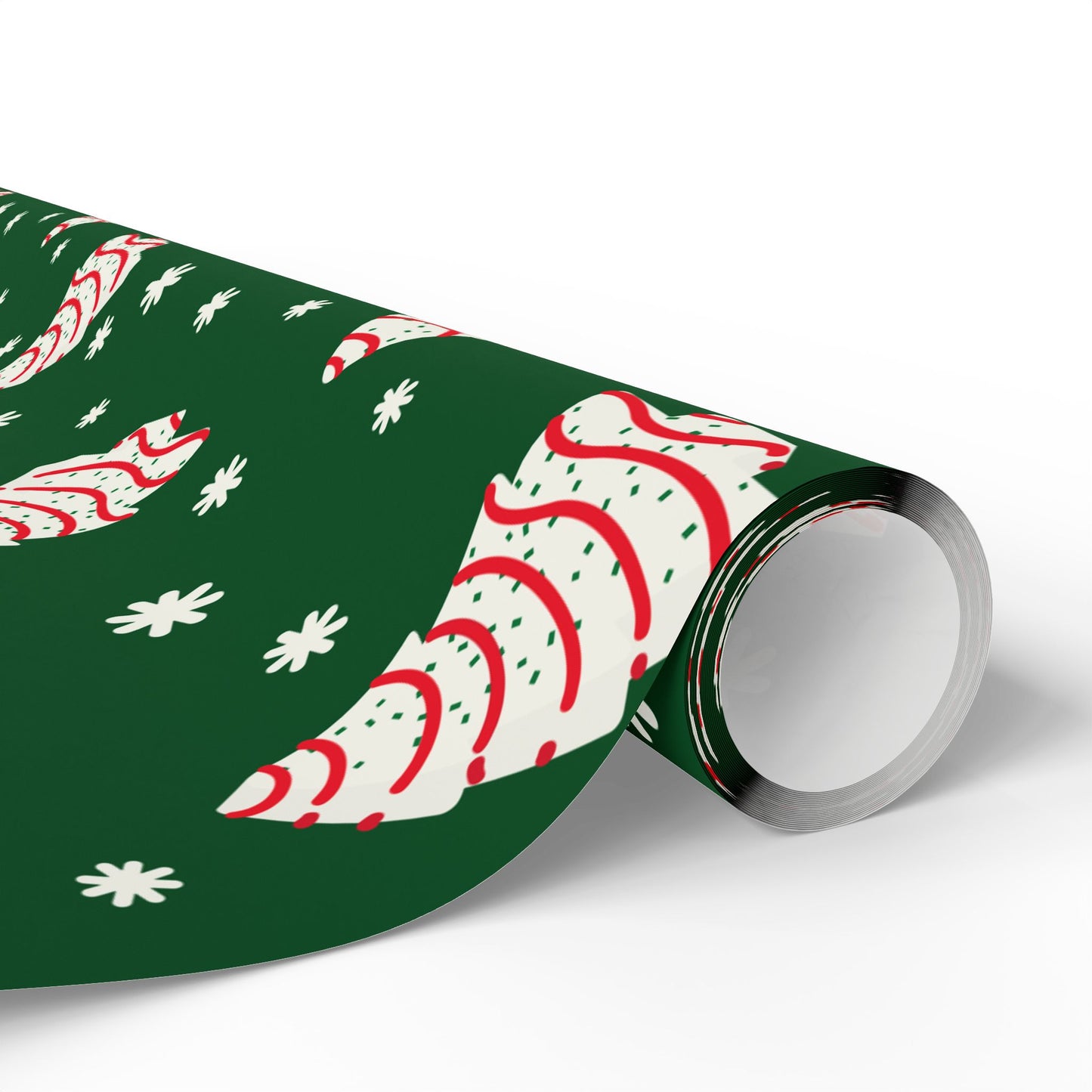 Christmas Cakes and Snowflakes Wrapping Paper