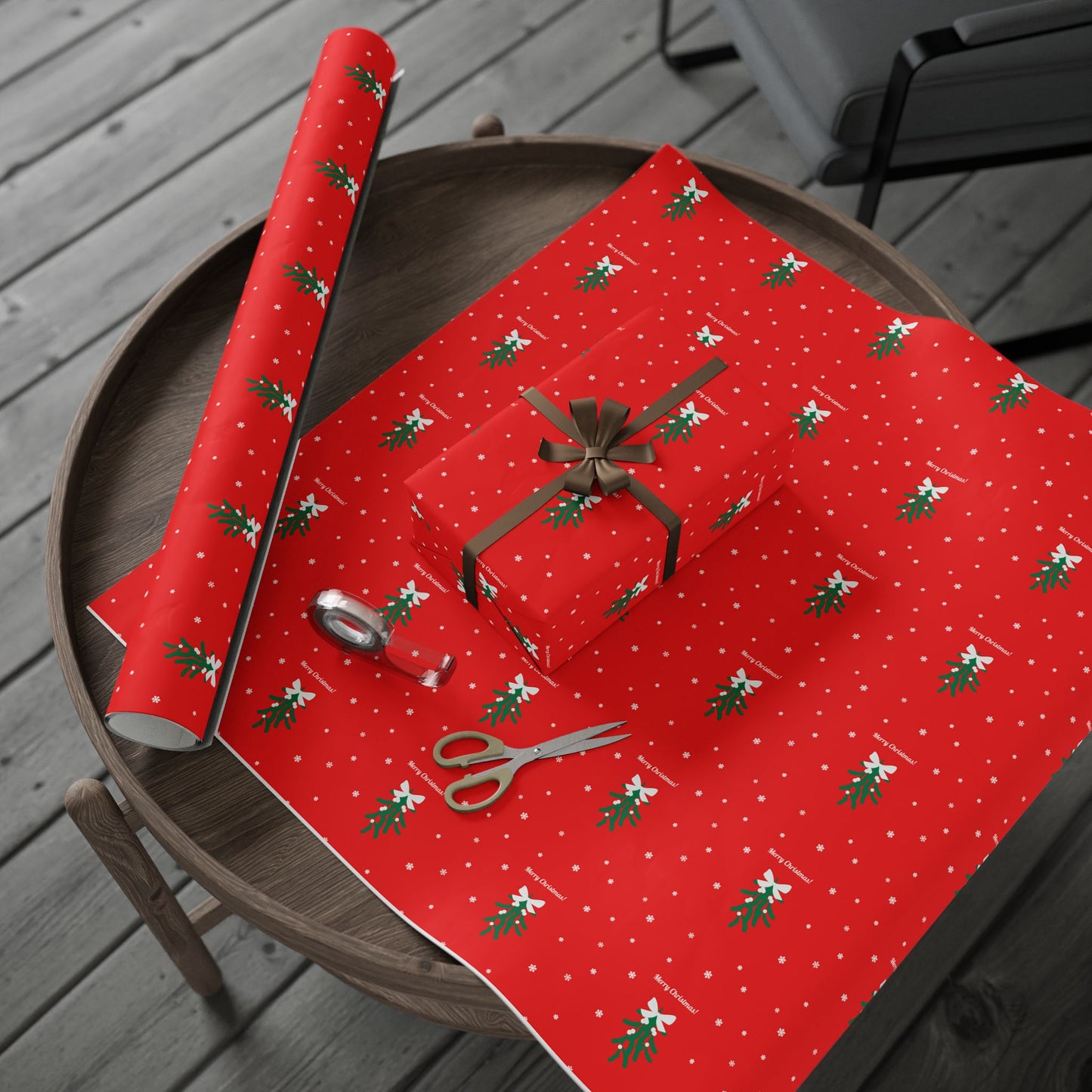 Merry Christmas Mistletoe Wrapping Paper