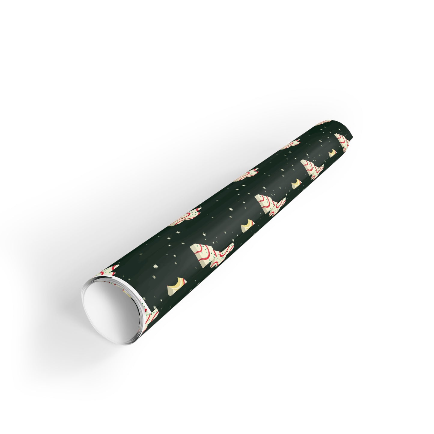 Wrapping Paper Roll - Christmas Tree Cakes and Snowflakes Design