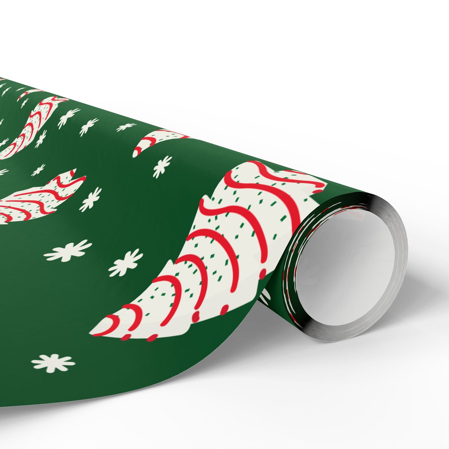 Christmas Cakes and Snowflakes Wrapping Paper