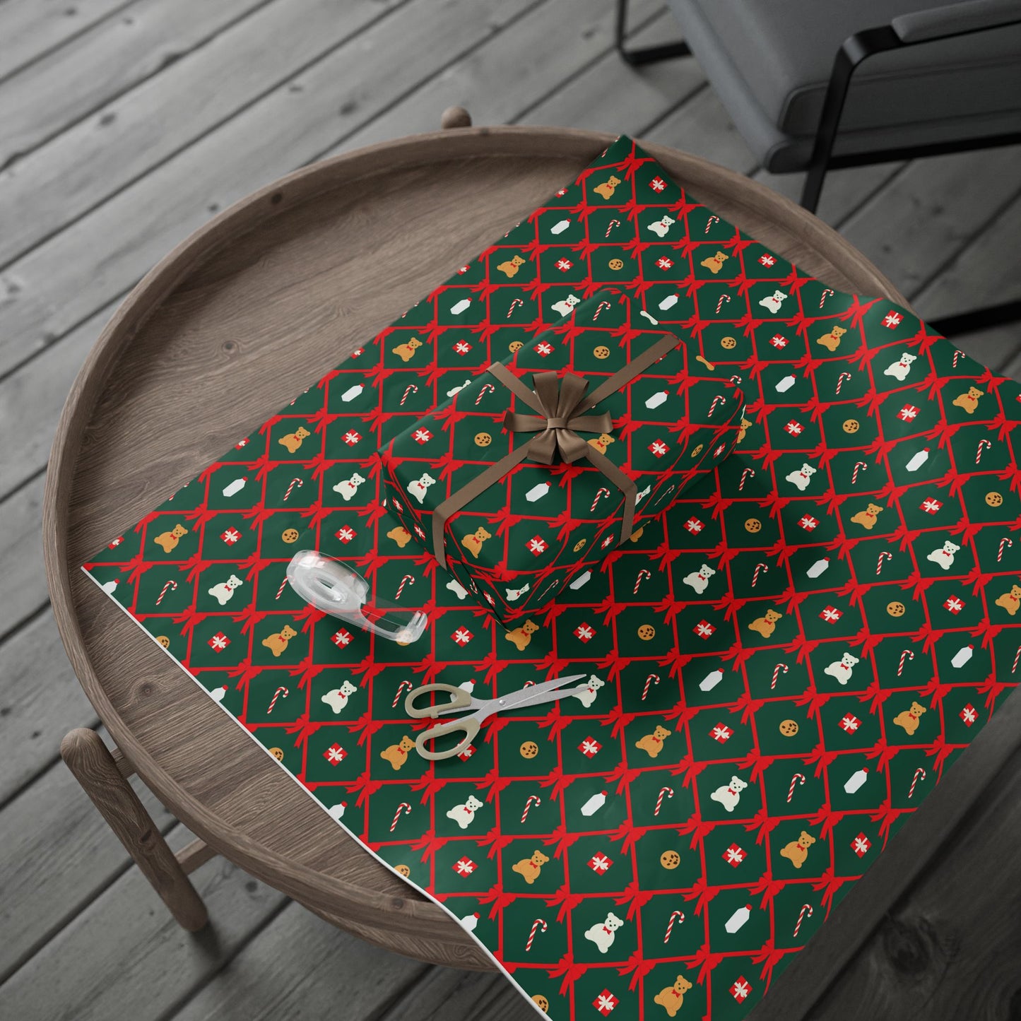 Christmas and Cookies Ribbon Lattice Wrapping Paper