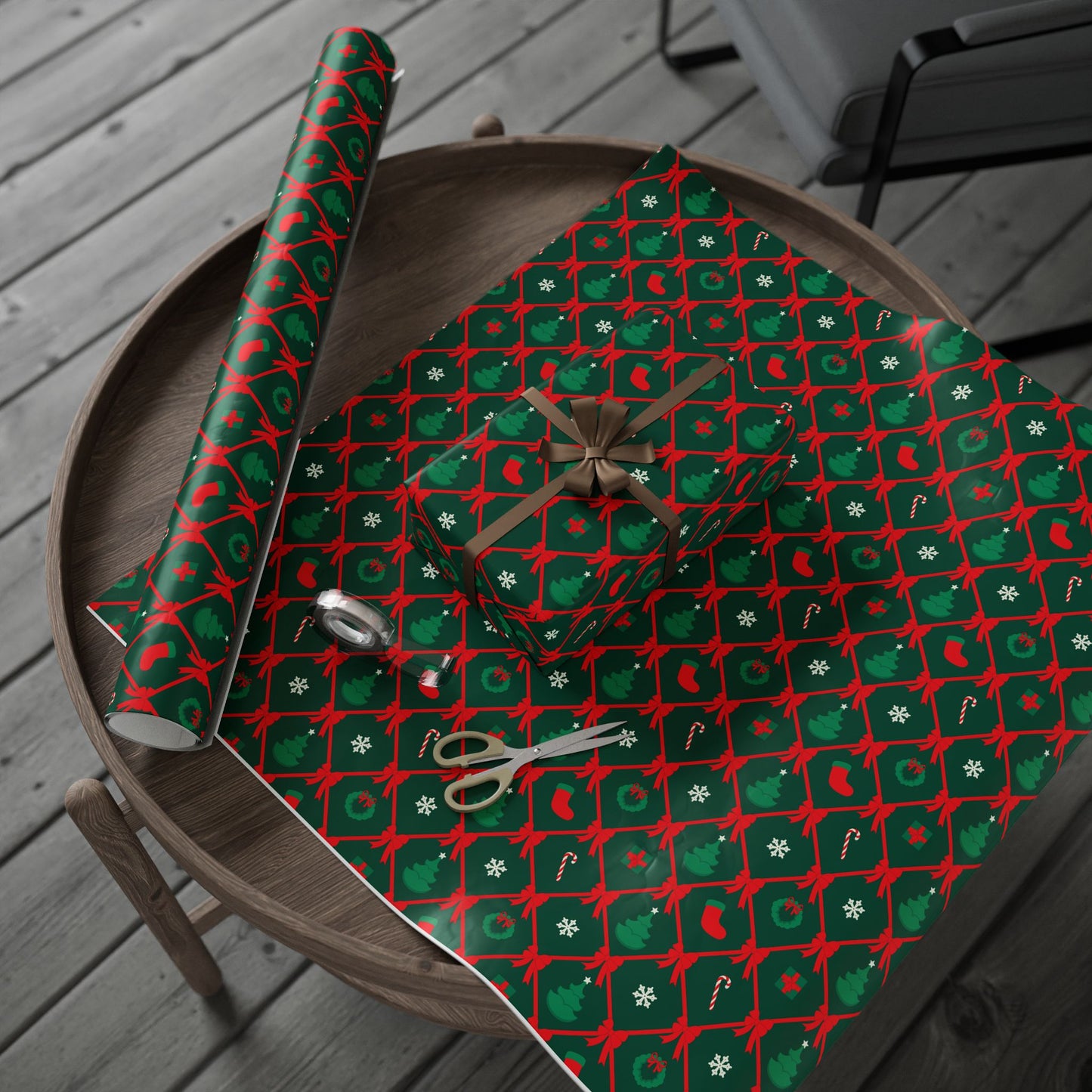 Classic Christmas Ribbon Lattice Wrapping Paper