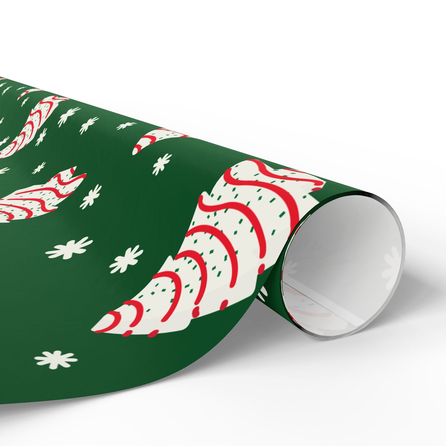 Christmas Cakes and Snowflakes Wrapping Paper