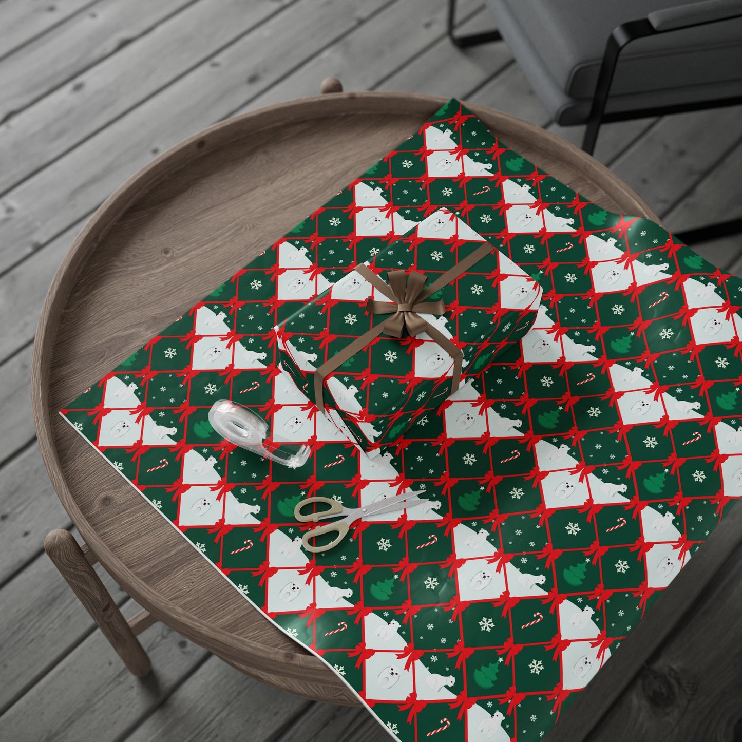 North Pole Ribbon Lattice Wrapping Paper