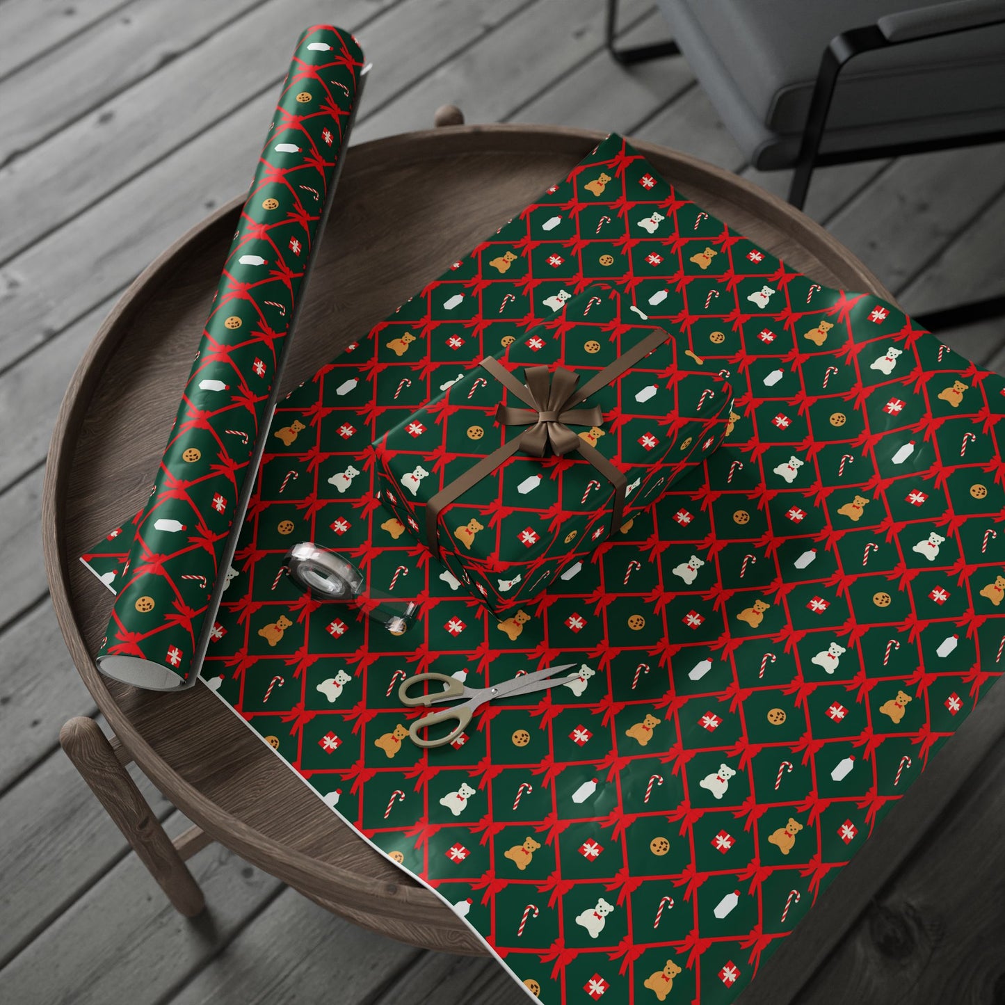 Christmas and Cookies Ribbon Lattice Wrapping Paper