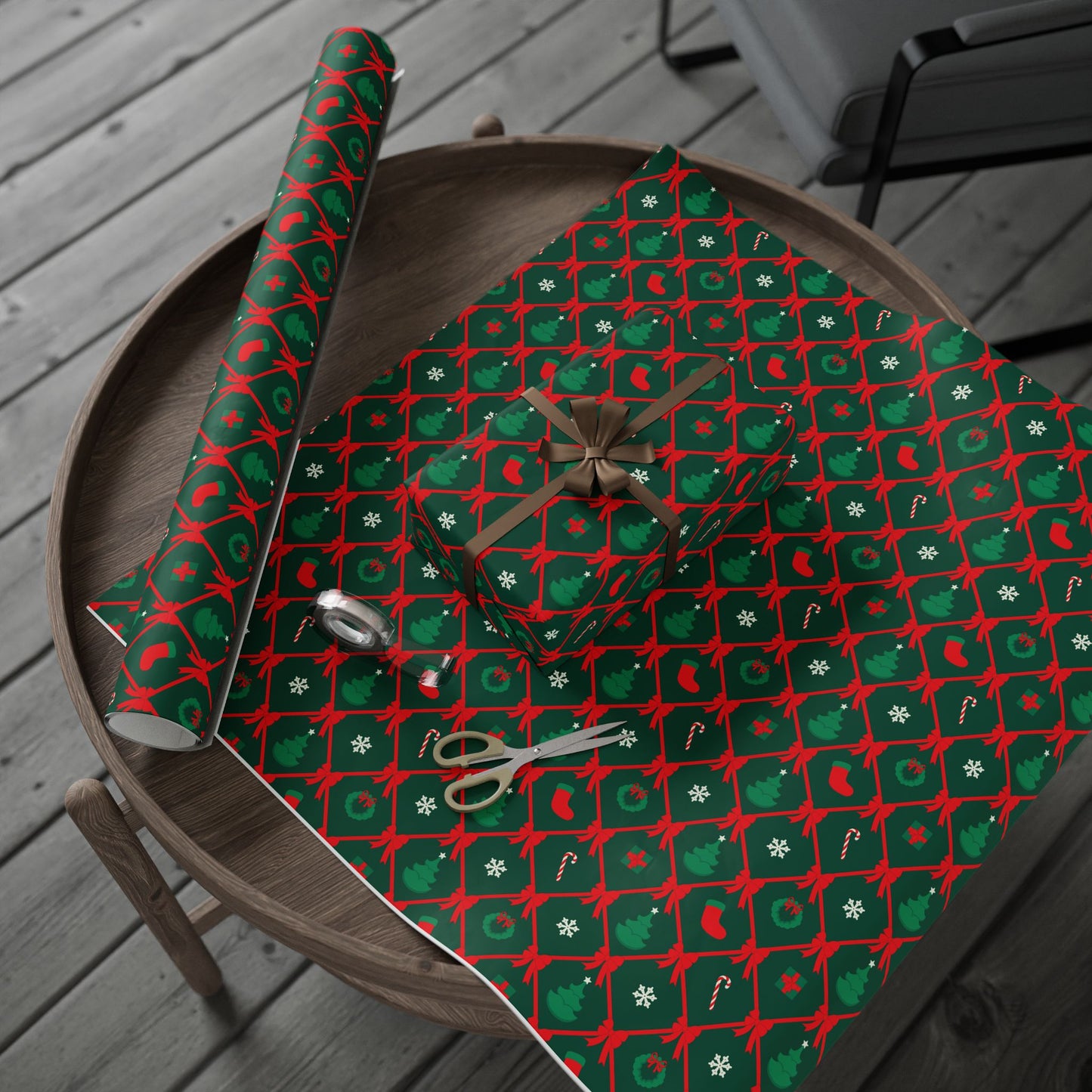 Classic Christmas Ribbon Lattice Wrapping Paper