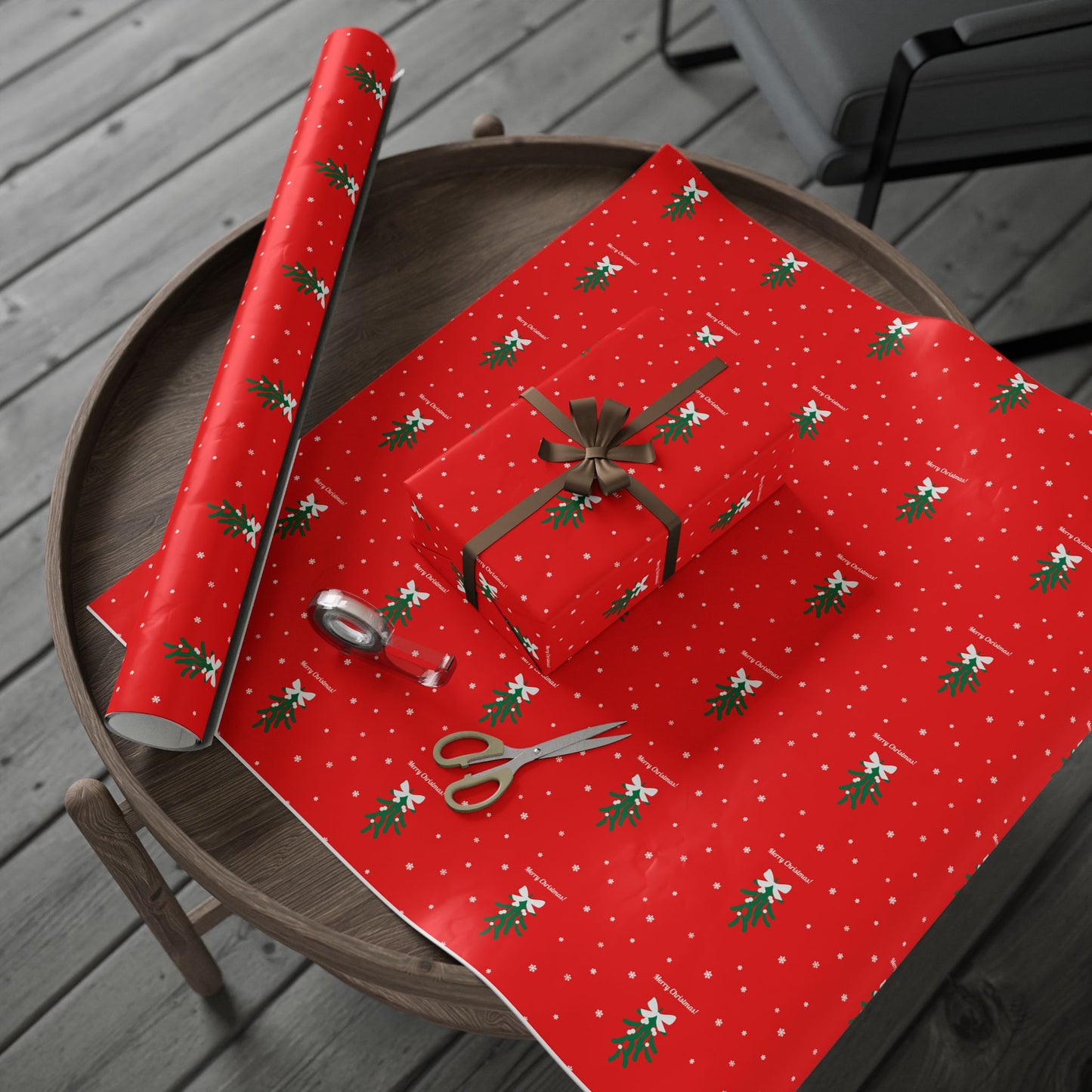 Merry Christmas Mistletoe Wrapping Paper