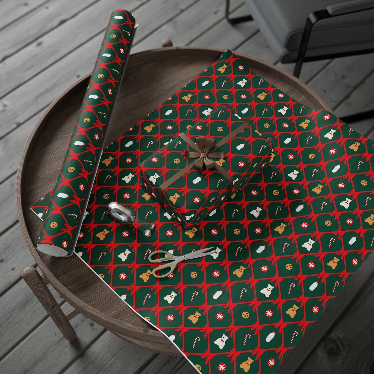 Christmas and Cookies Ribbon Lattice Wrapping Paper